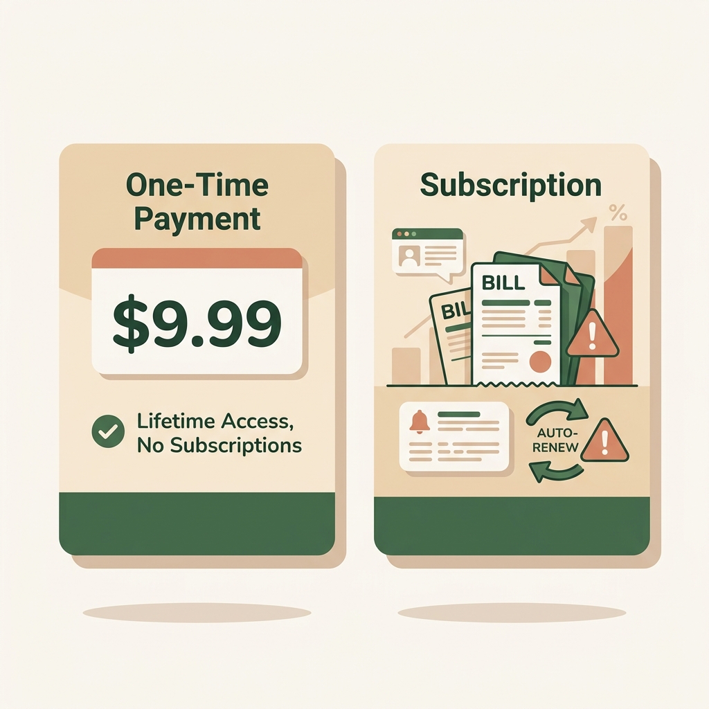 One-Time Payment vs Subscription Graphic